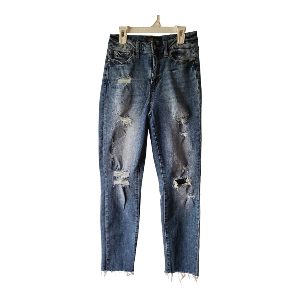 💕Judy Blue Boyfriend Fit‎ Distressed Jeans Size 26